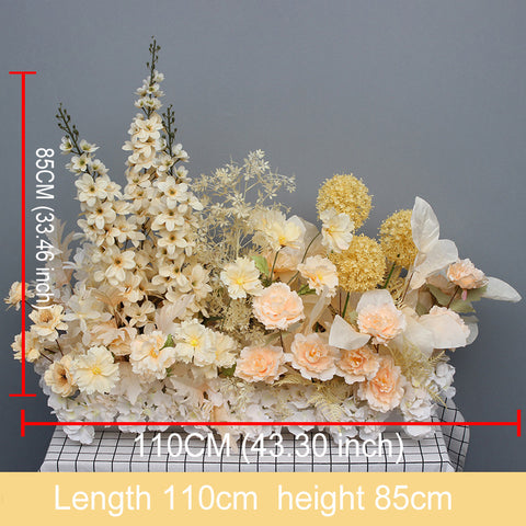 Red Wedding Backdrop Decor Rose Flower Row Artificial Oncidium Eucalyptus Road Lead Floor Floral Party Arch Decor Corner Flower #1134