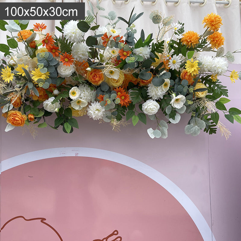 New Wedding Luxury Floor Arrangement, Champagne Rose Imitation Silk Flower Decoration, Eucalyptus T-stage Wedding Roadmap #1079