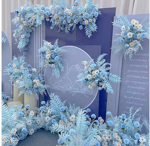 Customized Blue Wedding Floral Artificial Flowers Wedding Arrangement Flower Arrangement Road Flower Introduction Background Artificial Flowers Welcome Area Decorative Flowers. #1058