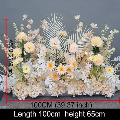 Red Wedding Backdrop Decor Rose Flower Row Artificial Oncidium Eucalyptus Road Lead Floor Floral Party Arch Decor Corner Flower #1134