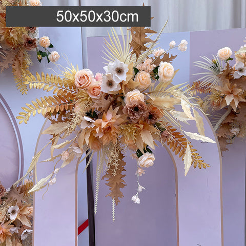 New Wedding Big Style Caramel Color Floor Arrangement with Simulated Silk Flower Decoration Eucalyptus Flower Arrangement Coffee Roadside Introduction Wedding Fireworks #1078