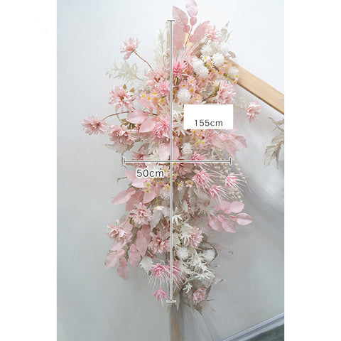 New triangle pink arch simulation suit floral wedding fake flowers road flower props shooting auditorium background. #1076