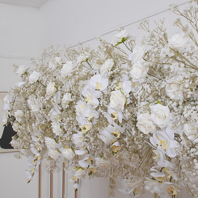 2 メートルの高級白 Babybreath 桜バラ蘭の花行結婚式の背景アーチ装飾フラワーアレンジメントイベントパーティー小道具