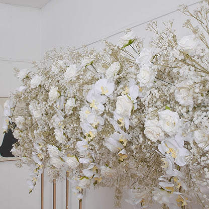 2 メートルの高級白 Babybreath 桜バラ蘭の花行結婚式の背景アーチ装飾フラワーアレンジメントイベントパーティー小道具
