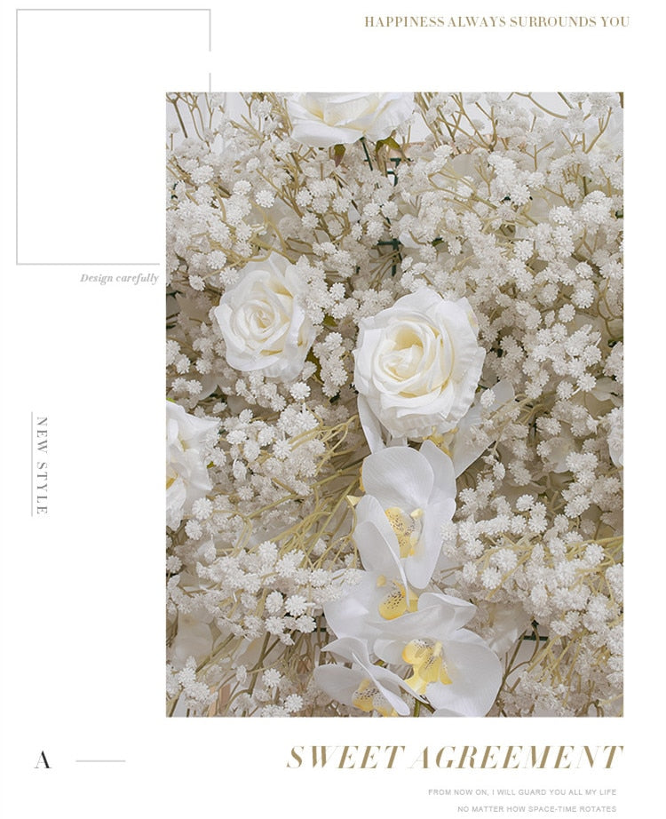 2 メートルの高級白 Babybreath 桜バラ蘭の花行結婚式の背景アーチ装飾フラワーアレンジメントイベントパーティー小道具