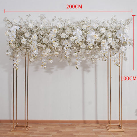 2M Luxury White Babybreath Cherry Blossom Rose Orchid Flower Row Wedding Backdrop Arch Decor Floral Arrangement Event Party Prop #1023