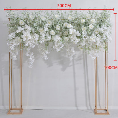 2 メートルの高級白 Babybreath 桜バラ蘭の花行結婚式の背景アーチ装飾フラワーアレンジメントイベントパーティー小道具