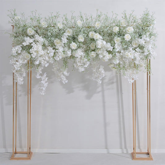 2 メートルの高級白 Babybreath 桜バラ蘭の花行結婚式の背景アーチ装飾フラワーアレンジメントイベントパーティー小道具