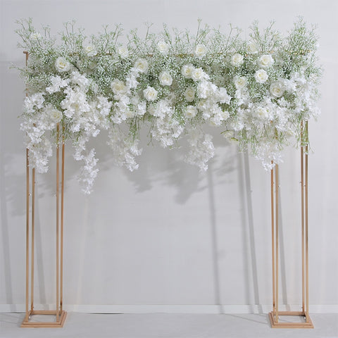 2M Luxury White Babybreath Cherry Blossom Rose Orchid Flower Row Wedding Backdrop Arch Decor Floral Arrangement Event Party Prop #1023