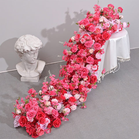 2M White Rose Delphinium Sofa Table Runner Flower Row Wedding Backdrop Arch Decor Floral Arrangement Window Display Party Props #1001