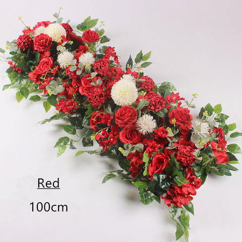 50/100CM DIY Wedding Flower Wall Arrangement Supplies Silk Peonies Rose Artificial Floral Row Decor Marriage Iron Arch Backdrop #1028