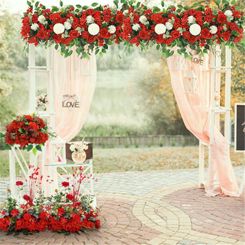 50/100CM DIY Wedding Flower Wall Arrangement Supplies Silk Peonies Rose Artificial Floral Row Decor Marriage Iron Arch Backdrop #1028