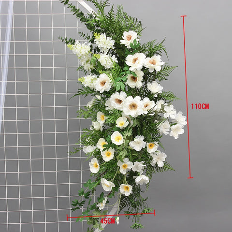 Artificial Flower Row Hanging Flower Wedding Party Background Arch Decor Champagne Rose Green Plant Road Lead Floral Ball Props #1035