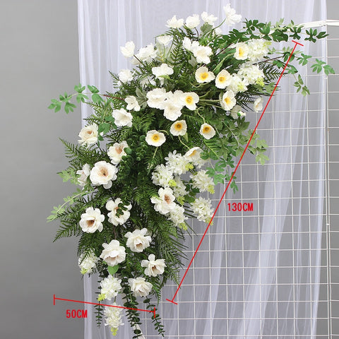 Artificial Flower Row Hanging Flower Wedding Party Background Arch Decor Champagne Rose Green Plant Road Lead Floral Ball Props #1035