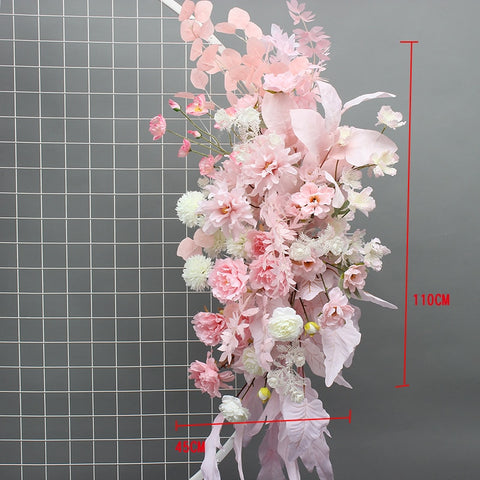 Artificial Flower Row Hanging Flower Wedding Party Background Arch Decor Champagne Rose Green Plant Road Lead Floral Ball Props #1035