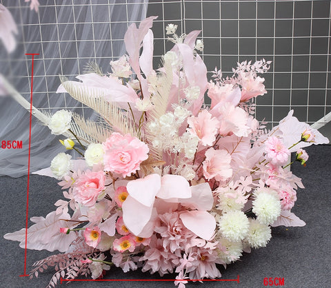 Artificial Flower Row Hanging Flower Wedding Party Background Arch Decor Champagne Rose Green Plant Road Lead Floral Ball Props #1035