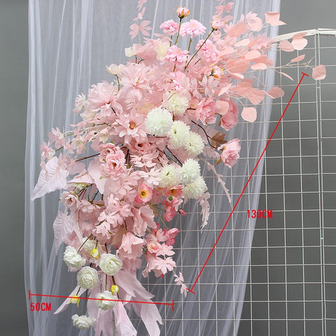 Artificial Flower Row Hanging Flower Wedding Party Background Arch Decor Champagne Rose Green Plant Road Lead Floral Ball Props #1035