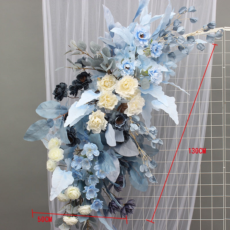 Artificial Flower Row Hanging Flower Wedding Party Background Arch Decor Champagne Rose Green Plant Road Lead Floral Ball Props #1035