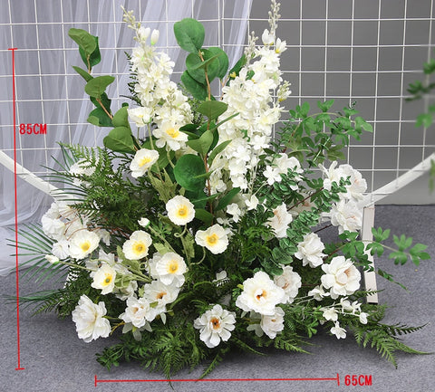 Artificial Flower Row Hanging Flower Wedding Party Background Arch Decor Champagne Rose Green Plant Road Lead Floral Ball Props #1035