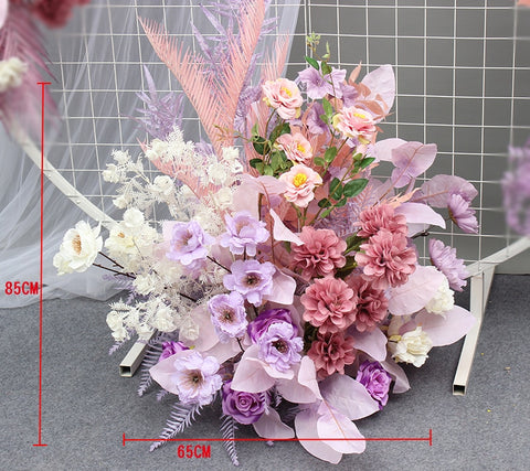 Artificial Flower Row Hanging Flower Wedding Party Background Arch Decor Champagne Rose Green Plant Road Lead Floral Ball Props #1035