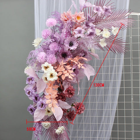 Artificial Flower Row Hanging Flower Wedding Party Background Arch Decor Champagne Rose Green Plant Road Lead Floral Ball Props #1035