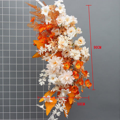 Artificial Flower Row Hanging Flower Wedding Party Background Arch Decor Champagne Rose Green Plant Road Lead Floral Ball Props #1035