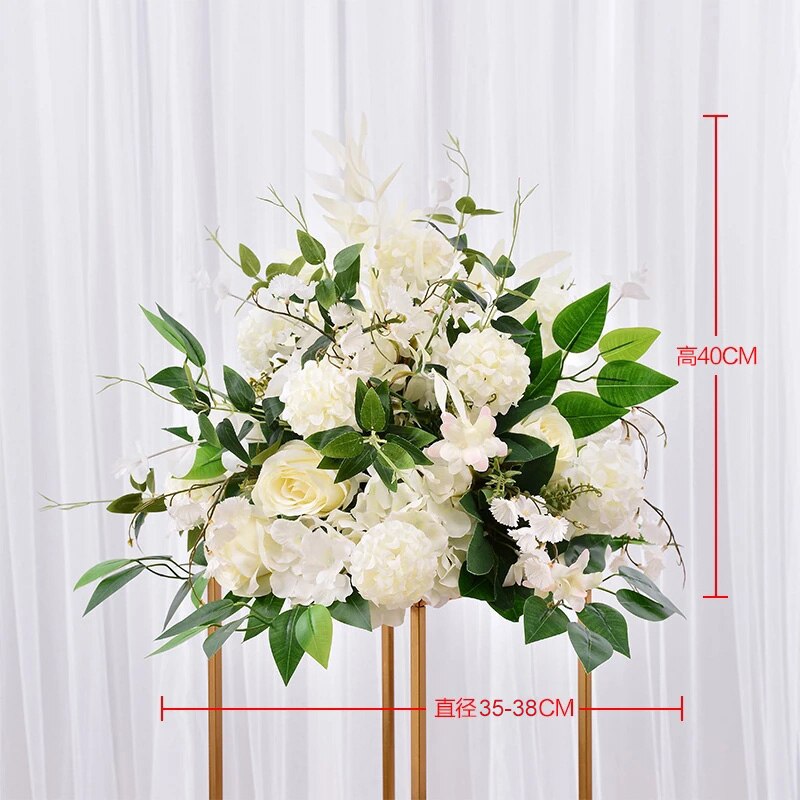 造花ホワイトローズポンポンテーブルセンターピースボール装飾結婚式の背景シルクフラワーボールロードリードフローラルブーケ壁