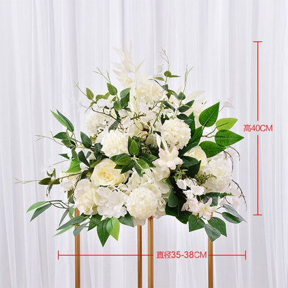 造花ホワイトローズポンポンテーブルセンターピースボール装飾結婚式の背景シルクフラワーボールロードリードフローラルブーケ壁