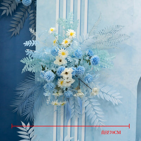 Blue Series Wedding Floral Arrangement Artificial Flower Row Table Flower Road Lead T Stage Backdrop Corner Flower Ball Custom #1043