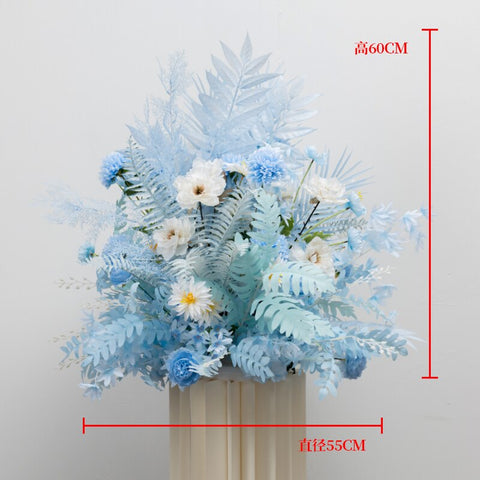 Blue Series Wedding Floral Arrangement Artificial Flower Row Table Flower Road Lead T Stage Backdrop Corner Flower Ball Custom #1043