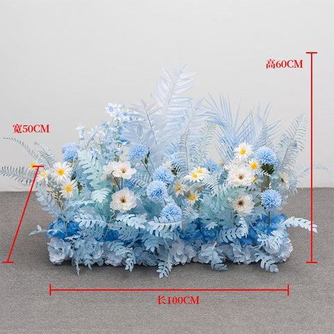 Blue Series Wedding Floral Arrangement Artificial Flower Row Table Flower Road Lead T Stage Backdrop Corner Flower Ball Custom #1043