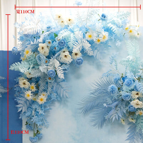 Blue Series Wedding Floral Arrangement Artificial Flower Row Table Flower Road Lead T Stage Backdrop Corner Flower Ball Custom #1043