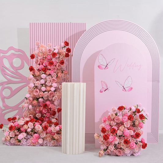 カラフルなローズアジサイ Babysbreath フラワーアレンジメント結婚式の背景アーチ KT ボード装飾 5D 床花行イベントパーティー小道具