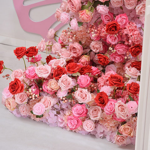 Colorful Rose Hydrangea Babysbreath Flower Arrangement Wedding Backdrop Arch KT Board Decor 5D Floor Floral Row Event Party Prop #1050