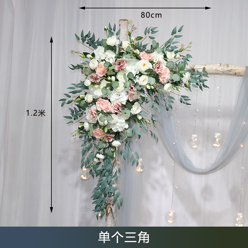 カスタム造花トライアングルフラワー行ぶら下げコーナーフラワーセット結婚式のアーチレイアウトの背景の壁の装飾屋外パーティーディスプレイ