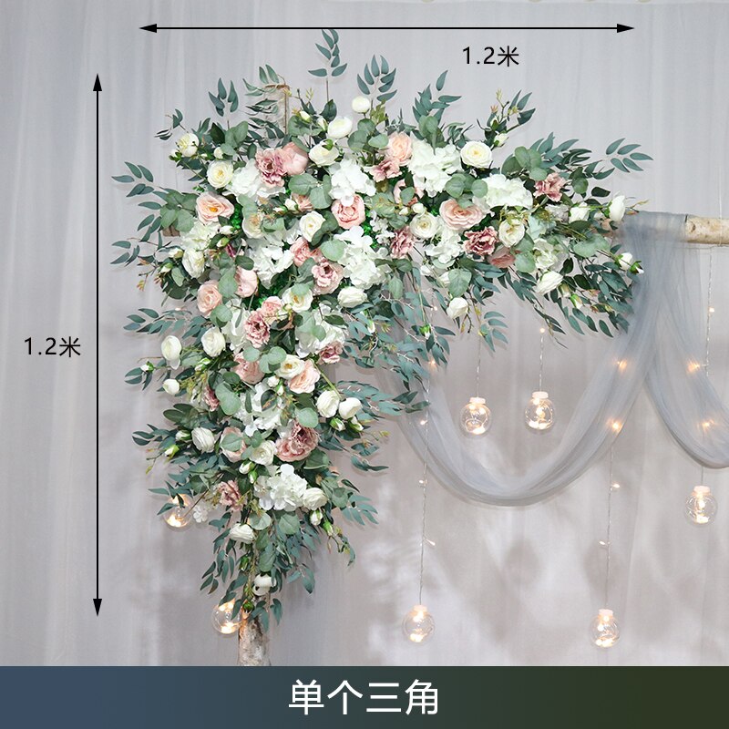 カスタム造花トライアングルフラワー行ぶら下げコーナーフラワーセット結婚式のアーチレイアウトの背景の壁の装飾屋外パーティーディスプレイ