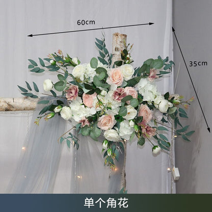 カスタム造花トライアングルフラワー行ぶら下げコーナーフラワーセット結婚式のアーチレイアウトの背景の壁の装飾屋外パーティーディスプレイ