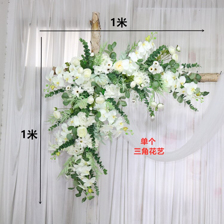 カスタム造花トライアングルフラワー行ぶら下げコーナーフラワーセット結婚式のアーチレイアウトの背景の壁の装飾屋外パーティーディスプレイ