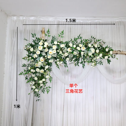 カスタム造花トライアングルフラワー行ぶら下げコーナーフラワーセット結婚式のアーチレイアウトの背景の壁の装飾屋外パーティーディスプレイ