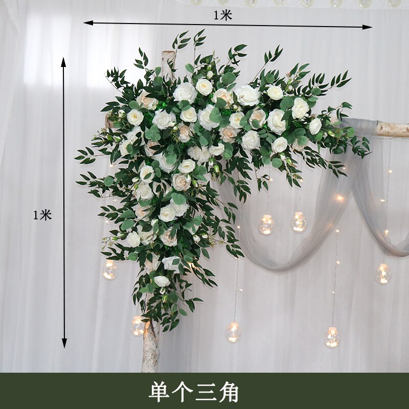 カスタム造花トライアングルフラワー行ぶら下げコーナーフラワーセット結婚式のアーチレイアウトの背景の壁の装飾屋外パーティーディスプレイ