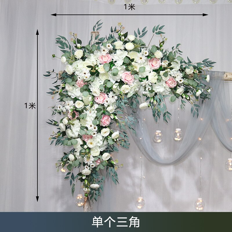 カスタム造花トライアングルフラワー行ぶら下げコーナーフラワーセット結婚式のアーチレイアウトの背景の壁の装飾屋外パーティーディスプレイ