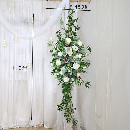 カスタム造花トライアングルフラワー行ぶら下げコーナーフラワーセット結婚式のアーチレイアウトの背景の壁の装飾屋外パーティーディスプレイ
