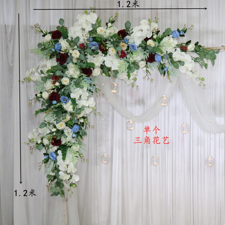 カスタム造花トライアングルフラワー行ぶら下げコーナーフラワーセット結婚式のアーチレイアウトの背景の壁の装飾屋外パーティーディスプレイ