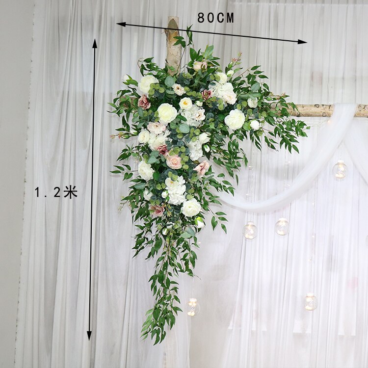 カスタム造花トライアングルフラワー行ぶら下げコーナーフラワーセット結婚式のアーチレイアウトの背景の壁の装飾屋外パーティーディスプレイ