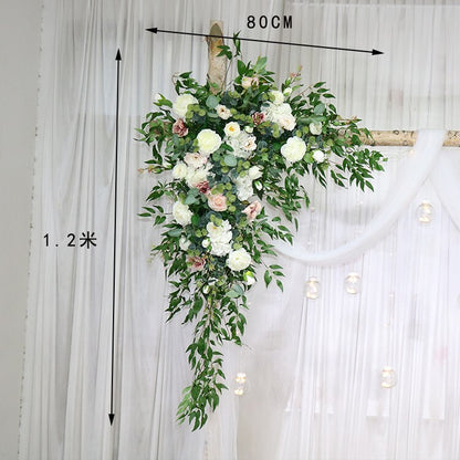 カスタム造花トライアングルフラワー行ぶら下げコーナーフラワーセット結婚式のアーチレイアウトの背景の壁の装飾屋外パーティーディスプレイ