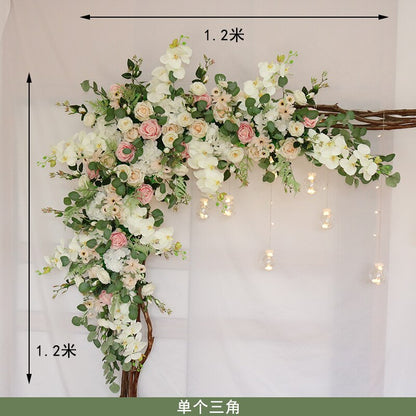 カスタム造花トライアングルフラワー行ぶら下げコーナーフラワーセット結婚式のアーチレイアウトの背景の壁の装飾屋外パーティーディスプレイ