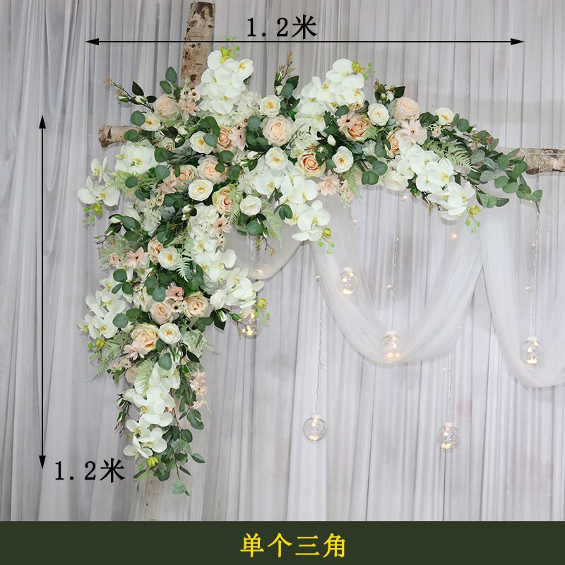 カスタム造花トライアングルフラワー行ぶら下げコーナーフラワーセット結婚式のアーチレイアウトの背景の壁の装飾屋外パーティーディスプレイ