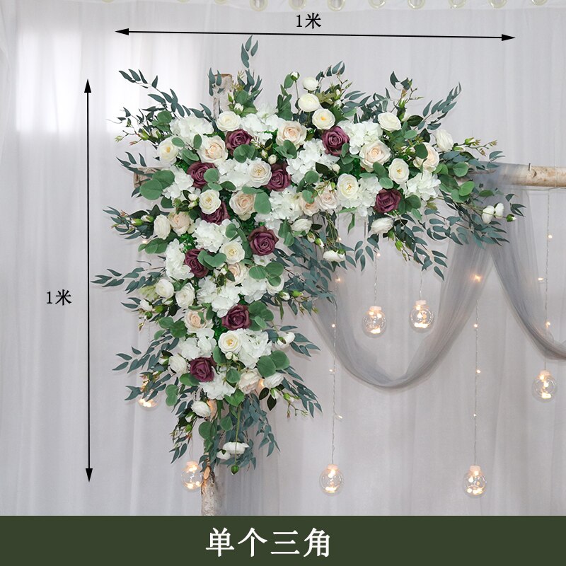 カスタム造花トライアングルフラワー行ぶら下げコーナーフラワーセット結婚式のアーチレイアウトの背景の壁の装飾屋外パーティーディスプレイ