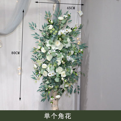 カスタム造花トライアングルフラワー行ぶら下げコーナーフラワーセット結婚式のアーチレイアウトの背景の壁の装飾屋外パーティーディスプレイ