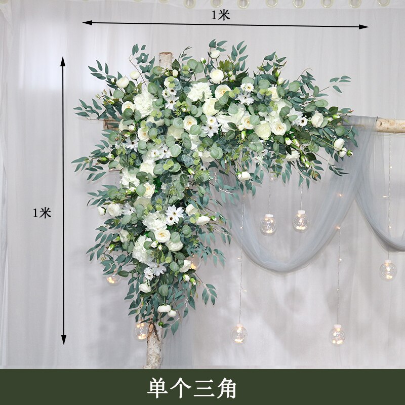 カスタム造花トライアングルフラワー行ぶら下げコーナーフラワーセット結婚式のアーチレイアウトの背景の壁の装飾屋外パーティーディスプレイ